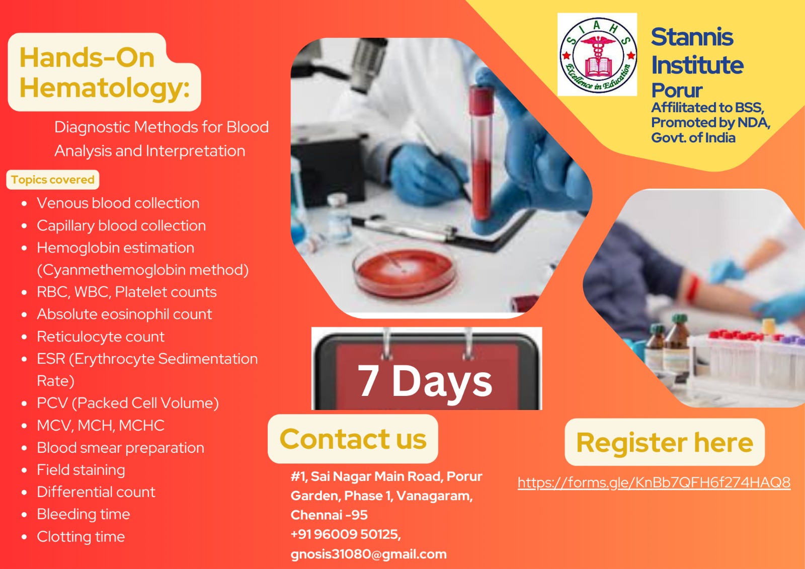 Hands-on hematology workshop brochure